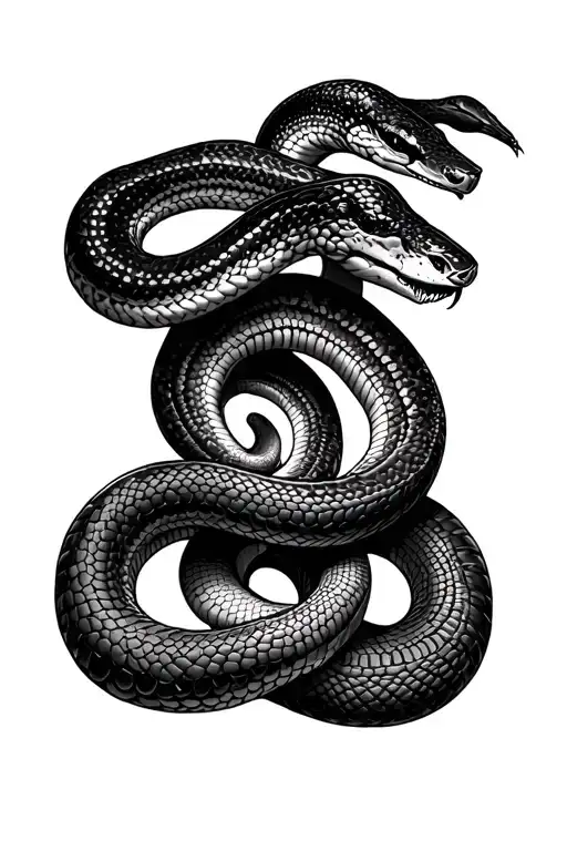 Couple tattooing with snakes, astrological sign Gemini, and not cineas in Greek tattoo design idea