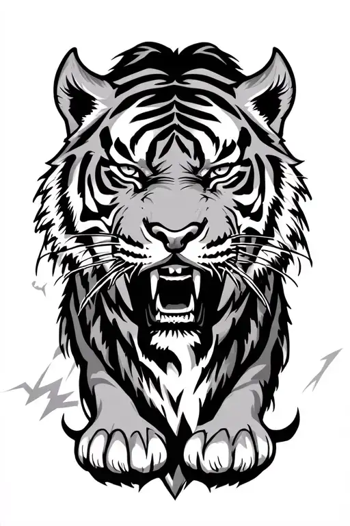 vikings lightning tiger tattoo design idea
