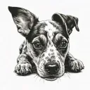Small dog with brindle jack russel puppy tattoo design idea