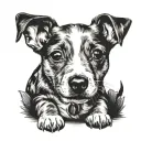Small dog with brindle jack russel puppy tattoo design idea