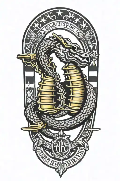 gadsden flag with guns tattoo design idea