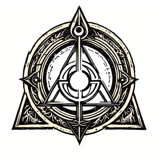 arc reactor mixed deathly hallows symbol tattoo design idea