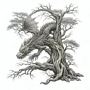 willow tree and dragon tattoo design idea