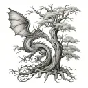 willow tree and dragon tattoo design idea