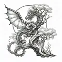 willow tree and dragon tattoo design idea