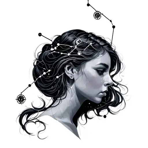 female sagittarius constellation tattoo design idea