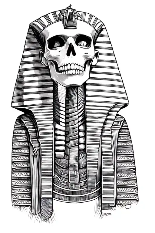 egyptian skeleton pharaoh tattoo design idea