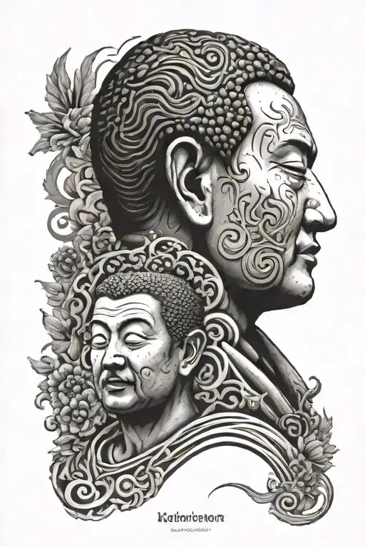 Budhha and dostoevsky, Nietzsche quotes tattoo design idea