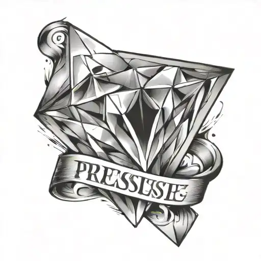 the word pressure inside of a diamond shaped  tattoo design idea