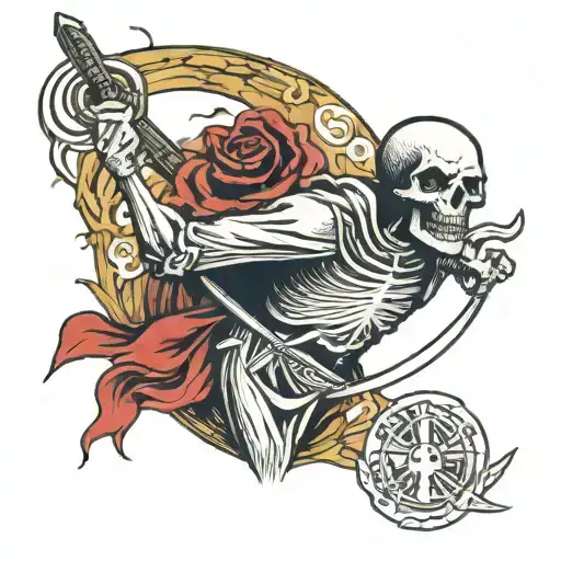 terrifying death with a scythe without a face made tattoo design idea