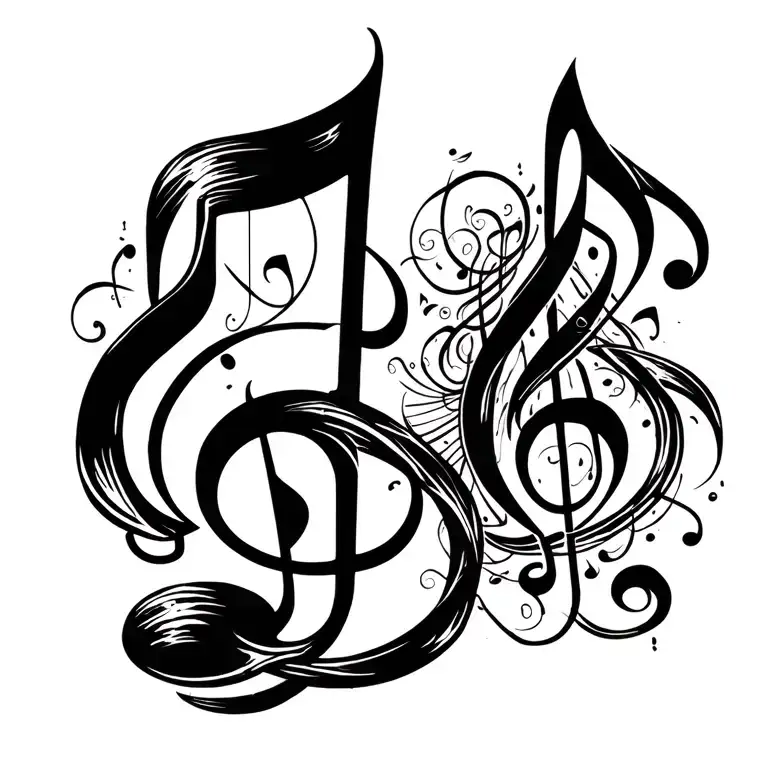 Music notes intertwined tattoo design idea
