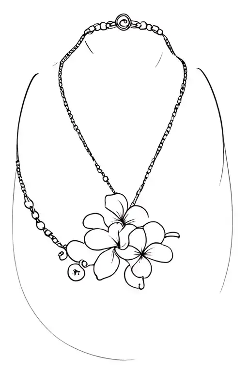 Plumeria lei style necklace tattoo design idea