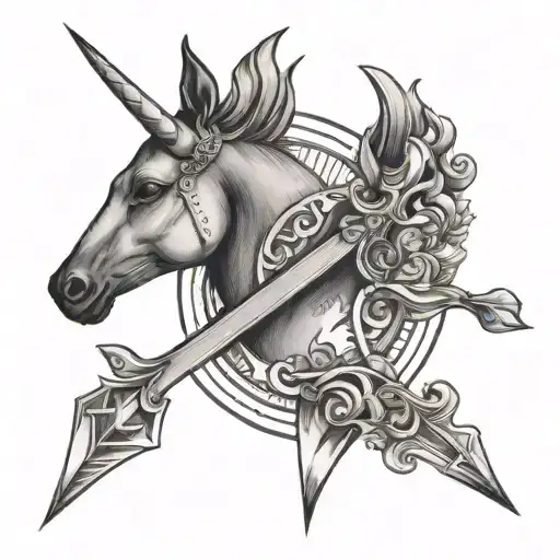 sagittarius arrow with astrological sign tattoo design idea