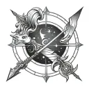 sagittarius arrow with astrological sign tattoo design idea