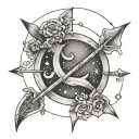 sagittarius arrow with astrological sign tattoo design idea