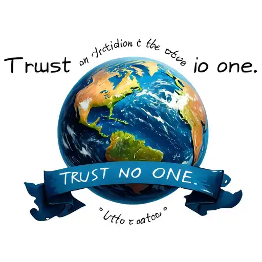 "Trust no one" earth globe tattoo design idea