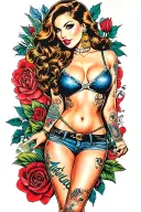 GANGSTER GIRL PINUP tattoo design idea