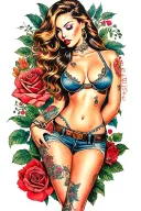 GANGSTER GIRL PINUP tattoo design idea
