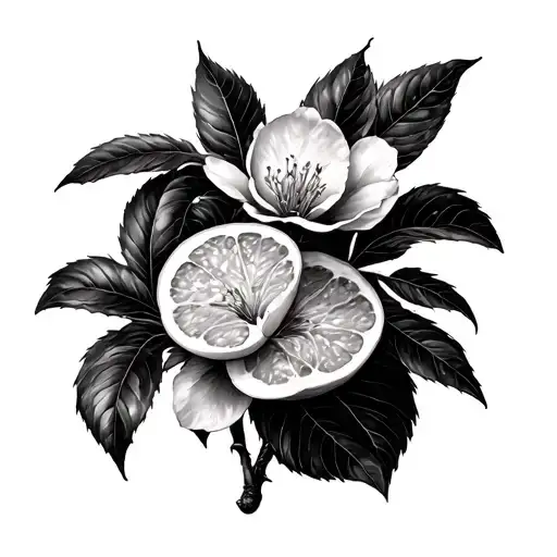 grapefruit tree blossom tattoo design idea
