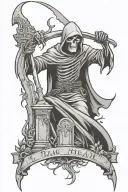 grim reaper with graveyard scene with tombstones tattoo design idea