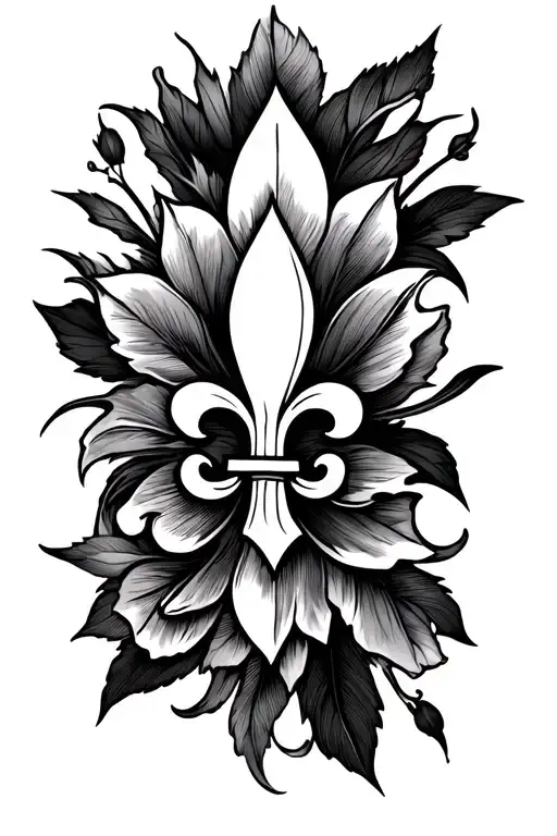 A thin black line tattoo down the spine: At the top, a small Fleur-de-Lis (for Florence). In the middle, a simple Chines tattoo design idea
