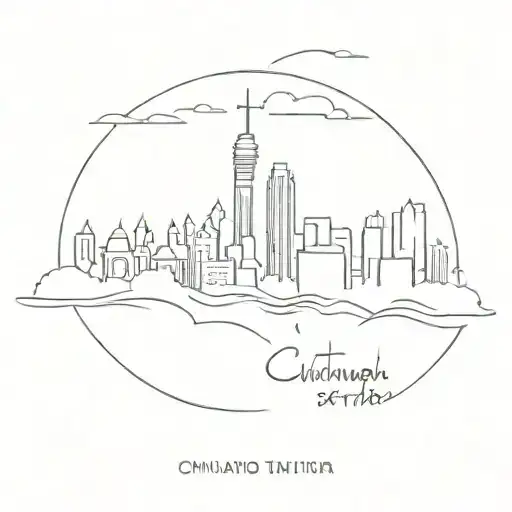 Design a minimalist tattoo of the Cincinnati skyline with subtle nods to the Last Air Bender elements hidden within the buildings tattoo design idea