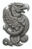 Mexican Aztec eagle snake tattoo design idea