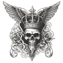 cross with wings and crown on the throat tattoo design idea