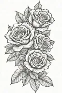 3-4 Roses lined tattoo design idea