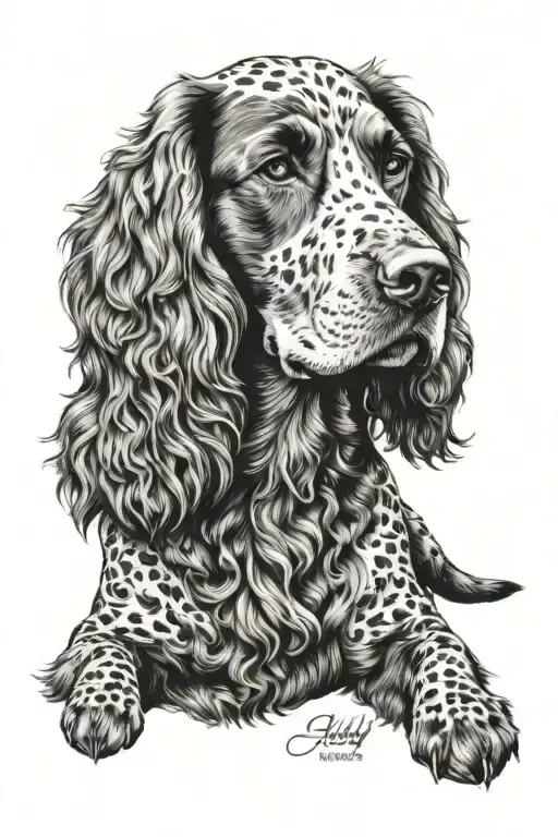 working cocker spaniel dog tattoo design idea
