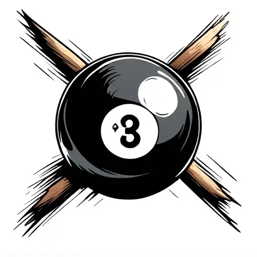 eight ball line drawing tattoo design idea