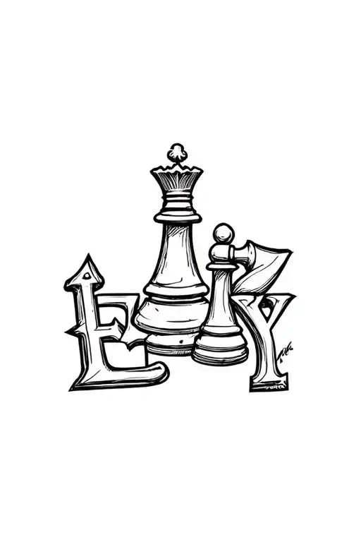 "Eezey" king chess piece tattoo design idea