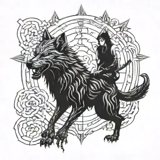 demon killing wolf tattoo design idea