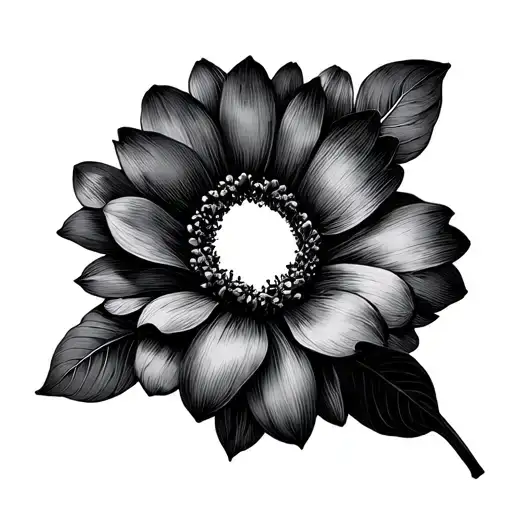 abortion teardrop hole flower blackwork style tattoo design idea