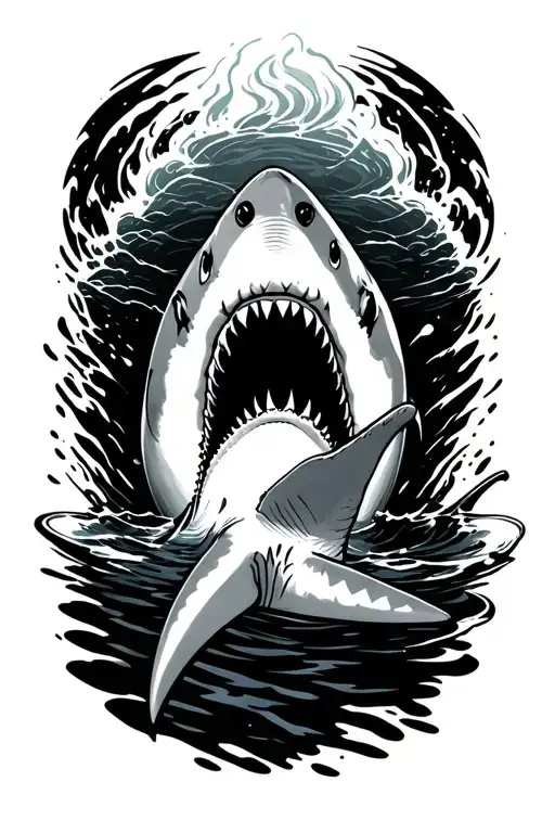 "I'll either find a way or I'll do it," the shark swam gracefully tattoo design idea