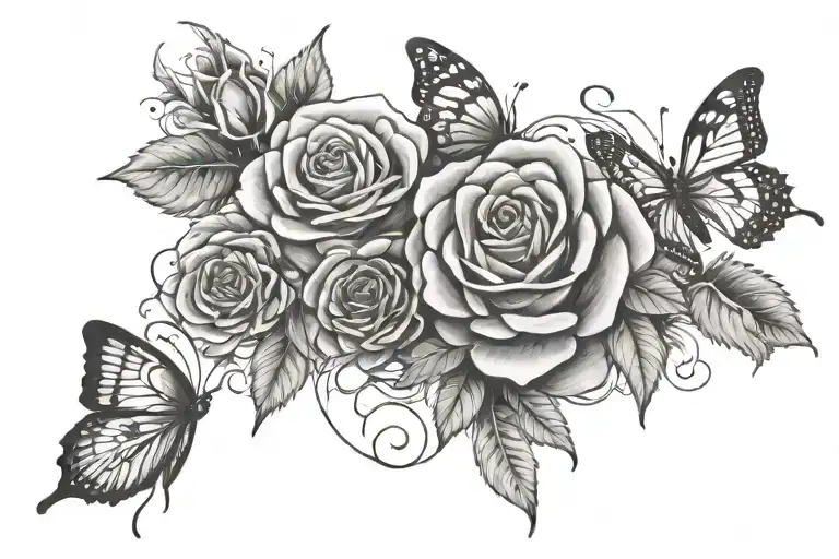 psalms 46 5 in roman numerals with roses and butterflies  tattoo design idea