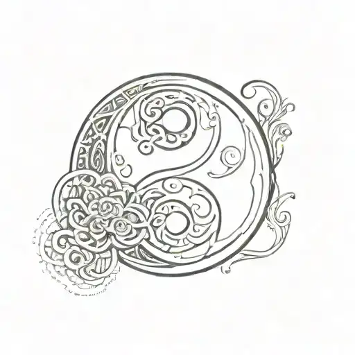 yin yang with endless knot intertwined tattoo design idea