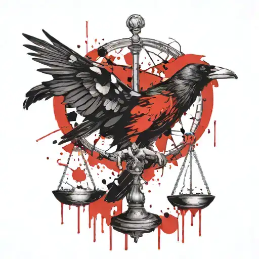 Libra, lawyer, crow, tattoo design idea