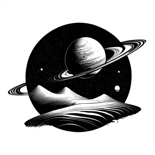 dunes sands unviverse space planets orbiting tattoo design idea