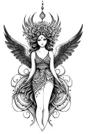 1 Angel looking+ henna inspired patterns tattoo design idea