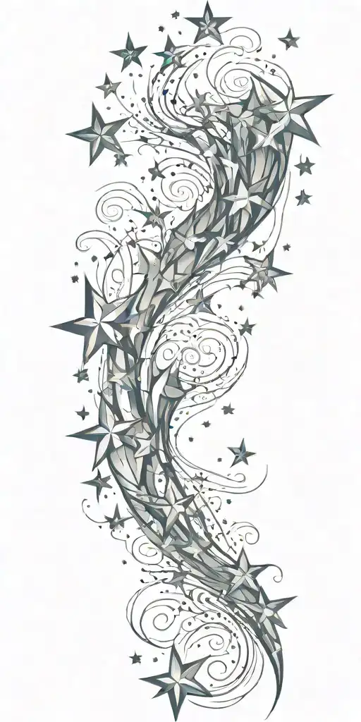 slutty sexy stars swooshing storm not to busy tattoo design idea