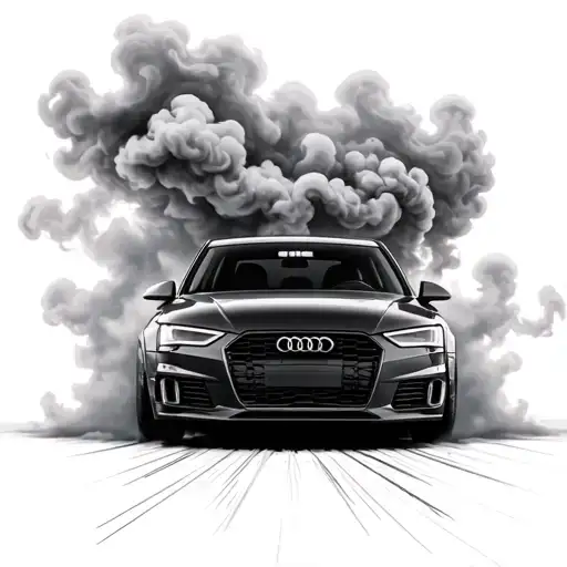 Audi a4 doing a rear wheel drive burnout smoke with a turbo and a cross  tattoo design idea