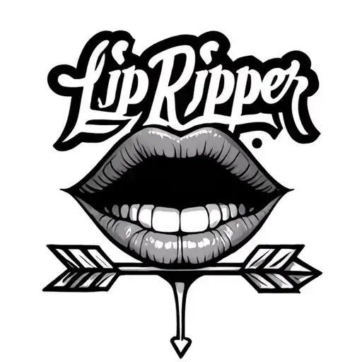 "lip ripper" stomach tattoo with arrow pointing down tattoo design idea