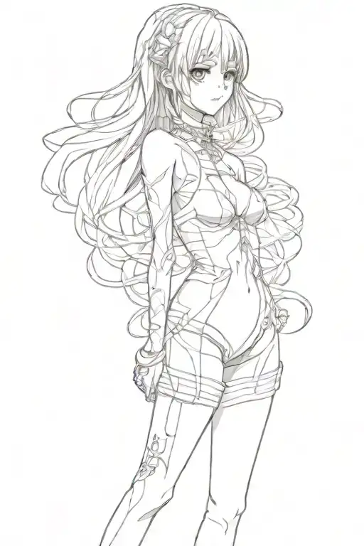 naked anime girl tattoo design idea