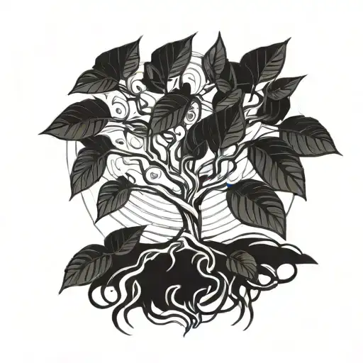 money tree growing tattoo design idea