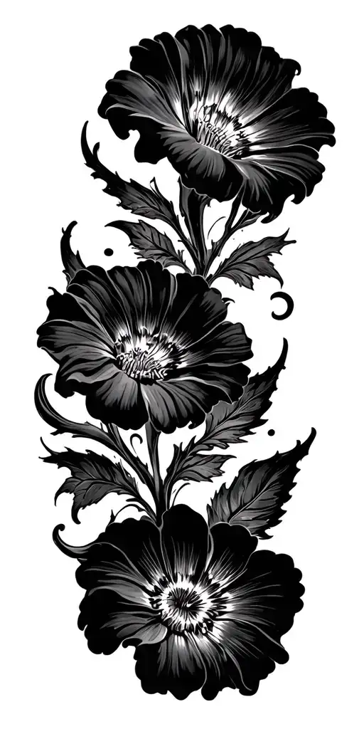 paisley with 3 flowers tattoo design idea