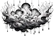clouds fire rain tattoo design idea