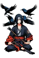 Itachi Uchiha with crows tattoo design idea