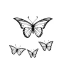 butterflie flying and then sits down in 3 steps (3 butterflies) tattoo design idea