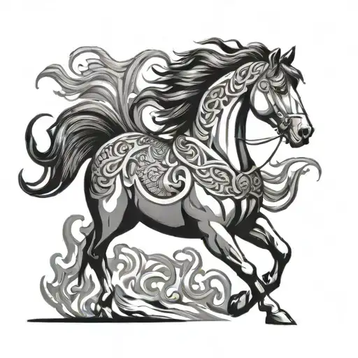 irish celtic fire horse rearing horse tattoo design idea